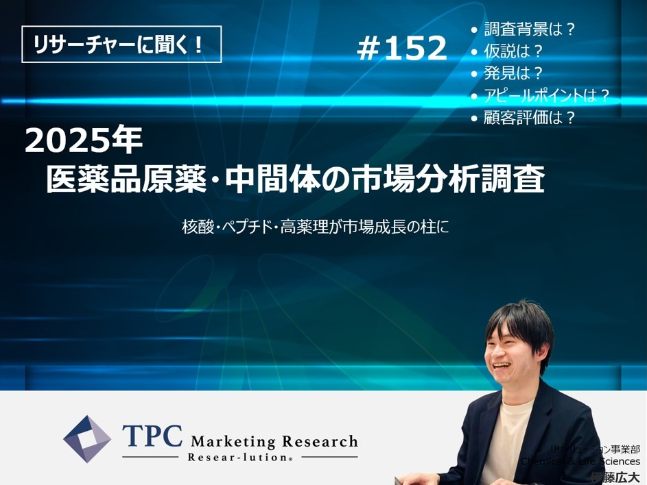 リサーチャーに聞く！＃152　『2025年　医薬品原薬・中間体の市場分析調査』調査のポイント