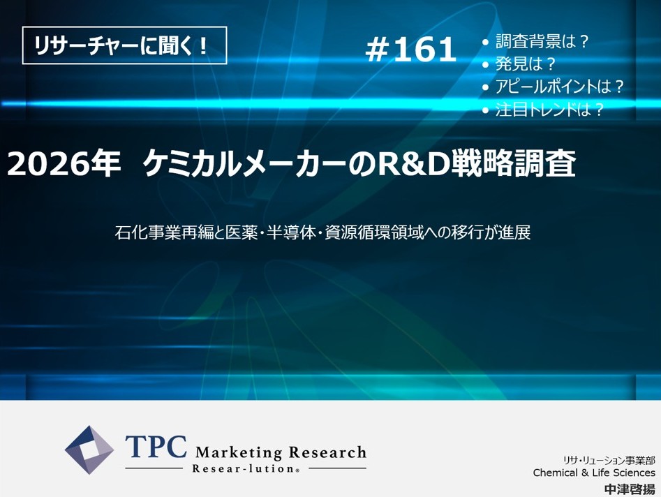 リサーチャーに聞く！＃161　『2026年　ケミカルメーカーのR&D戦略調査』調査のポイント